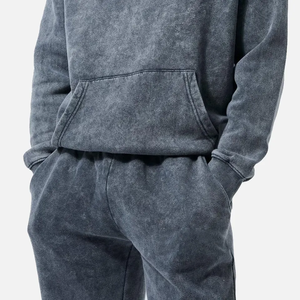 Survêtement lavé à l'acide Vente en gros Combinaison de jogging deux pièces Survêtement lavé à l'acide Sweats à capuche et sweatshirts pour hommes - Product Image 6