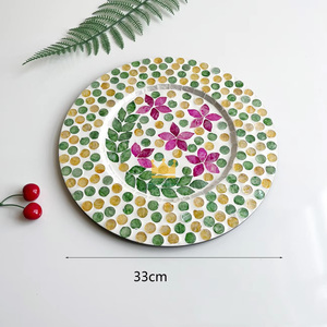 Plateau en rotin rond en gros incrusté de nacre du fabricant du Viet Nam accepter un design personnalisé - Product Image 6