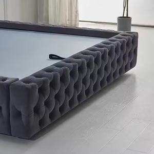 Deluxe European Style <b>Double</b> <b>Bed</b> Frame with Fabric Material Custom Furniture for Hotel Apartment Bedroom Use - Product Image 5