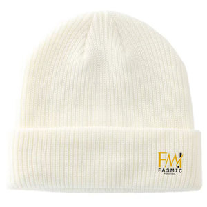 Precio asequible, gorros de Color blanco cálido con puños, parches personalizados, nuevo estilo, gorros de punto con etiqueta privada - Product Image 1