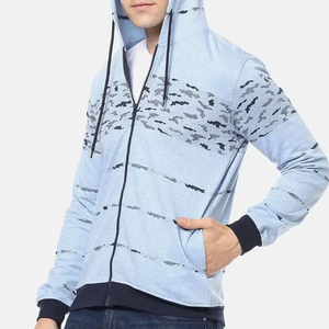 Sweat à capuche zippé avec logo personnalisé, doublé en molleton lourd, 100% polyester, avec épaules tombantes, pour hommes, coton mélangé de haute qualité, hiver - Product Image 2
