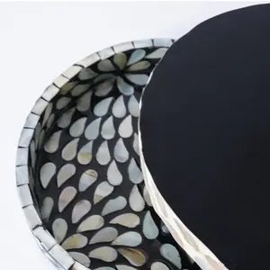Bandeja con incrustaciones de nácar ovalada decorativa al por mayor, bandeja para servir fregona elegante hecha a mano para comedor, sala de estar y baño - Product Image 4