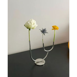 Modern <b>U</b> Shape Iron/Brass Pipe Flower Vase Gold Finish for Home Wedding <b>Living</b> Room Tabletop Decoration - Product Image 3