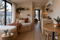 Cabane modulaire Apple de 20 pieds de haut de gamme avec murs isolés et finitions de luxe pour l'hébergement des clients des centres de villégiature