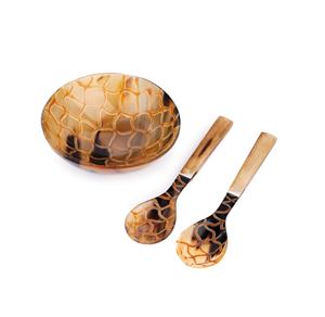 Cuenco de servicio a cuadros de cuerno de búfalo natural con juego de cuchara y tenedor 1 cuenco decorativo de búfalo de Venta caliente de lujo para afeitar - Product Image 1