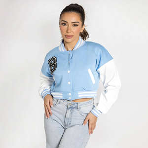 Nuevo diseño más popular, demanda personalizada, moda 2025, chaquetas de béisbol universitarias cortas para mujer a la venta - Product Image 1