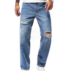 กางเกงยีนส์ขาดๆสำหรับผู้ชายกางเกงยีนส์ระบายอากาศลายพื้น - Product Image 1