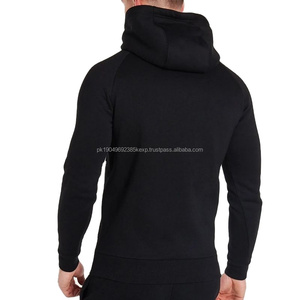 Sweat-shirts de sport slim fit de haute qualité pour hommes, personnalisables avec cordon de serrage, doux, séchage rapide, noirs, 100 % coton, sérigraphie - Product Image 6