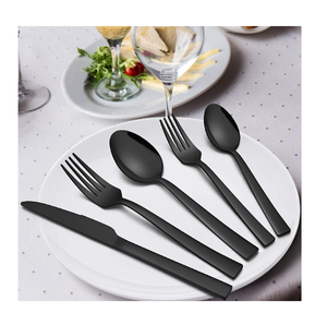 Mirrored Steel Dessert Spoon Wedding Occasions Dinnerware <b>Table</b> 5-Pieces Stainless Steel Black <b>Matte</b> Spoon - Product Image 1