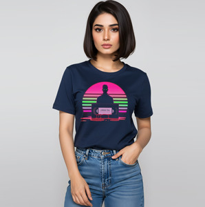 เสื้อยืดนีออนวินเทจย้อนยุคมีสไตล์สำหรับผู้ชายและผู้หญิงระบายอากาศได้ดีสวมใส่บนถนนปรับแต่งได้ทุกโอกาส - Product Image 5