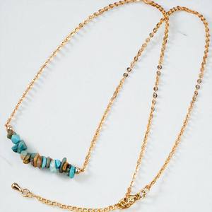 Collar de piedras preciosas turquesa de varios tonos chapados en oro de 14K, collar de cadena de eslabones para mujer, regalo de Navidad - Product Image 1