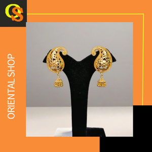 100% Export Quality <b>Earrings</b> Set with Traditional Designed 22CT Gold Plated <b>Jhumka</b> Style <b>Earrings</b> Jewelry for Women Wear - Product Image 2