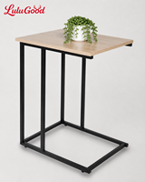 Table d'appoint de salon avec rangement, table d'angle en U sur pied, table de chevet moderne pour chambre, bureau, ordinateur, table à thé solide