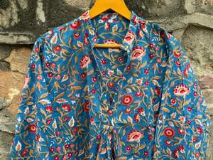 Maxi vestido de algodón orgánico hecho a mano estampado de hojas marrones sueltas fiesta India natural ropa de resort étnico Vestido largo de playa de verano - Product Image 2