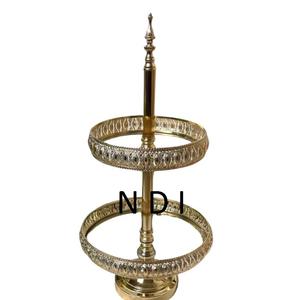 Exquisito Soporte para Tartas de Diseño Lujoso con Acabado Antiguo, Soporte de 2 Niveles para Tartas, Decoración de Mesa para Bodas y Cumpleaños, Centros de Mesa - Product Image 1