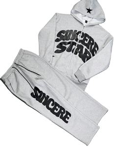 Vêtements de mode urbaine : sweat à capuche zippé et pantalon droit, logo et motifs personnalisés, tenues de sport, survêtements - Product Image 1