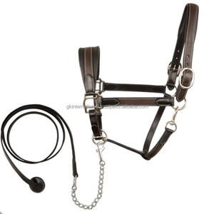 Cheval de piste licou fabriqué par un fabricant indien personnalisé fabriqué à la main Triple couture Double couche en cuir licou cheval - Product Image 1