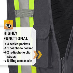 Chaleco de seguridad de alta visibilidad duradero con rayas reflectantes, ajuste ajustable para uso en exteriores e industriales - Product Image 4