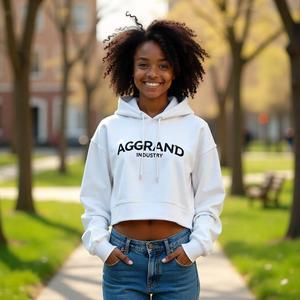 เสื้อฮู้ดกันหนาวสำหรับผู้หญิงชุดออกกำลังกายมีฮู้ดสีขาวเสื้อผ้าแฟชั่น - Product Image 6