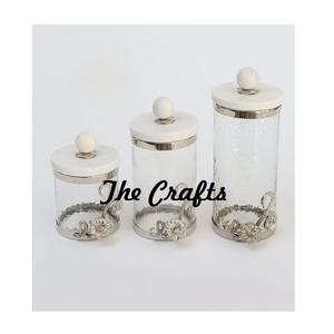 Leaf Design Metal And Glass Canister Sets For Kitchenware Storage Multipurpose Use Serving Snacks <b>Sweets</b> <b>Box</b> - Product Image 4