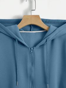 Sweat à capuche zippé bleu unisexe Veste polaire en coton surdimensionné Poche kangourou Décontracté Hiver Streetwear Vêtements d'extérieur Haut tendance vierge - Product Image 3