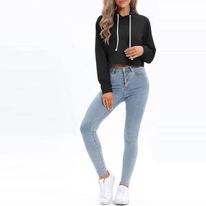 Fabricant OEM en gros, sweat-shirts courts personnalisés pour femmes, 100% coton, lavés à la pierre, lourds, unis, vierges, sweat-shirts courts - Product Image 1