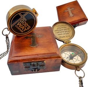 Gods Way Compass Regalos religiosos para hombres Regalos de bautismo para adolescentes Cumpleaños sentimental Comunión Confirmación Graduación. - Product Image 1