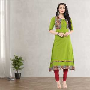 Innovative Floral A-Line <b>Kurta</b> for <b>Women</b> Elegant Green Floral Print Blouse Design - Product Image 6