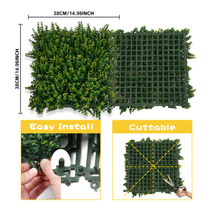 Panneau mural végétal artificiel en eucalyptus et buis 50x50cm pour hôtels, centres commerciaux, aménagements extérieurs et intérieurs, vente en gros, OEM - Product Image 6