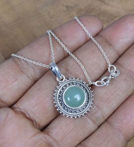 Pendentif en calcédoine aquatique, argent sterling 925, bijoux en pierres précieuses faits à la main, collier élégant et délicat pour enfants et femmes, cadeau - Product Image 6