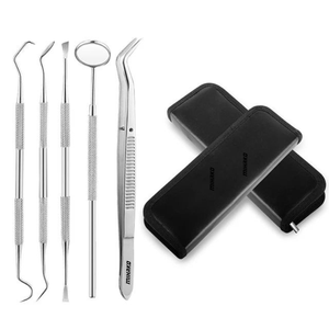 Kit d'instruments dentaires, 4 pièces, grattoir à dents, sonde de miroir buccal, pince à épiler, ensemble d'examen dentaire - Product Image 1
