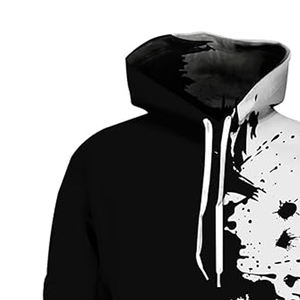 Sudadera con capucha de sublimación cálida de invierno informal para hombre, productos superiores hechos a medida con cuello con capucha de patrón blanco y negro sólido - Product Image 4