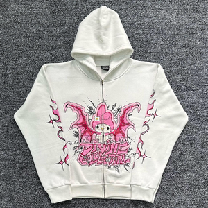 New Custom High Quality Streetwear Blank Heavyweight Oversized 400 Gsm French Terry Cotton Fleece Men <b>Cropped</b> Boxy <b>Zip</b> <b>up</b> Hoodie - Product Image 2