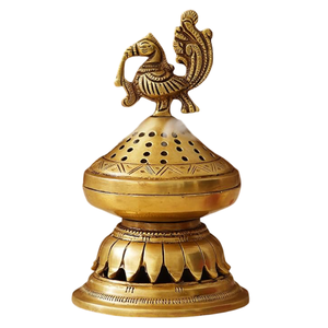 Quemador de Incienso de Latón Puro de Alta Calidad con Acabado Pulido, Quemador de Lobán Tradicional de Latón Vintage para Decoración del Hogar - Product Image 1