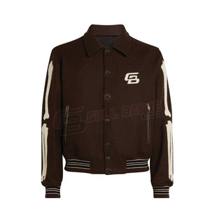 Cómoda chaqueta universitaria para hombre con forro interior transpirable bordado con cuello levantado estilo callejero para invierno - Product Image 1