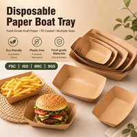 Bandeja de Papel Desechable con Forma de Barco, Personalizable con Logotipo, para Servir Hot Dogs