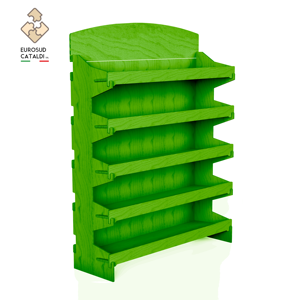 Espositore da banco in legno verde Made in Italy in multistrato di betulla per negozi e supermercati. Forme quadrate e stampe larghe - Product Image 1