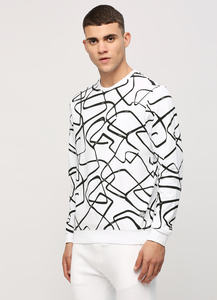 Sudadera con capucha y sudadera unisex para hombre Patrón de estampado de cuello redondo de rizo francés personalizado de invierno en negro para hombres altos - Product Image 4