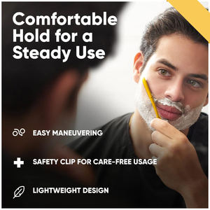 Kit de maquinilla de afeitar de peluquero de acero inoxidable dorado profesional con 100 cuchillas de borde recto desechables incluye cuchillas individuales - Product Image 6