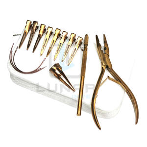 Kit d'outils d'extension de cheveux en acier inoxydable pince aiguille anneau Lope et pince à cheveux en or rose Kit d'outils d'extension de cheveux Plasma - Product Image 1