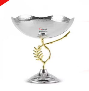 Bol de service de forme ronde en métal doré de qualité standard avec pied design support pour hôtel restaurant et bar - Product Image 2