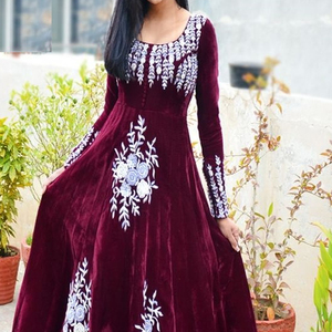 NEW--STYLISH <b>FLOOR</b>-LENGTH DRESS EMBELLISH WITH STUNNING CRYSTAL GLASS BEADS, DABKA ,WORK for Party-WEAR/WEDDING @ 2022 - Product Image 1