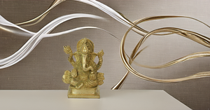 Pooja estatua ídolo Ganesh Murti decoración del hogar latón Señor Ganesha Ganpati Metal religioso para Puja exterior Interior Showpiece. Oro - Product Image 6