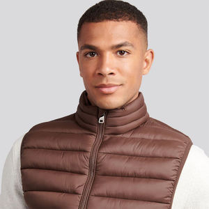 Chalecos acolchados cálidos para hombre más vendidos, chaleco ligero con cuello levantado, prendas de vestir exteriores de Color marrón, chaleco acolchado con cremallera, chaqueta sin mangas - Product Image 3