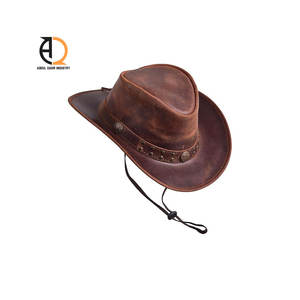 Chapeaux de cowboy en cuir occidental avec ruban respirant pour la plage et la protection solaire pour hommes - Product Image 4