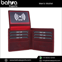 Dompet Pria Kulit Asli Berkualitas Tinggi Model Bifold Tipis Anti RFID untuk Perjalanan, Lapisan Katun, Logo Pendek, Anyaman Tangan, Menarik Perhatian