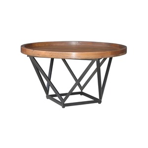 Table basse ronde en bois de designer avec base en métal robuste pour salon, chambre à coucher et hall d'hôtel, provenance d'Inde - Product Image 6