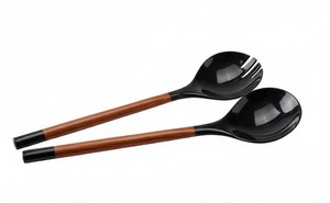 Ustensiles de service de salade jetables en matériau corne de luxe, très vendus, avec manche en bois moderne, ensemble de cuillères pour fête à prix avantageux - Product Image 2