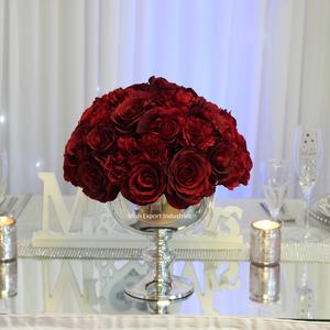 Bols à fleurs sur piédestal en métal chic Vase fini argent parfait pour les dîners de mariage décor de table bols à fleurs - Product Image 6