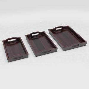 Juego de 3 bandejas rectangulares de madera maciza premium, bandejas pulidas de alta calidad y duraderas, perfectas para entretenimiento elegante en el hogar. - Product Image 1